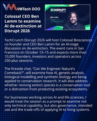 Ben Lamm to discuss AI and de-extinction at TechCrunch Disrupt 2026