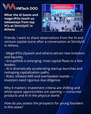What the AI boom and mega‑IPOs teach us: takeaways from top VCs at StrictlyVC in Athens