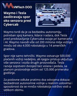 Waymo i Tesla produbljuju spor oko tehnologije robotaksija