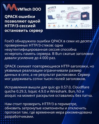 QPACK propusti omogućavaju rušenje HTTP/3 servera