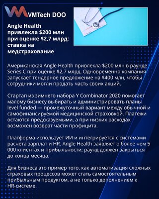 Angle Health получила $200 млн при оценке в $2,7 млрд
