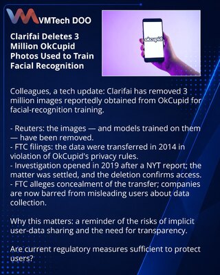 Clarifai obrisao 3 miliona fotografija OkCupid korišćenih za obuku prepoznavanja lica