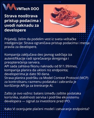 Strava поoštrava pristup podacima i uvodi naknadu za developere