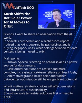 Musk menja ulogu: solarna energija za AI seli se u orbitu