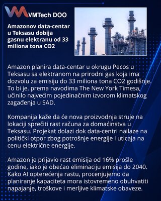 Amazonov projekat u Teksasu i emisije data-centara
