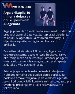 Arga prikuplja 10 miliona dolara za obuku poslovnih AI agenata