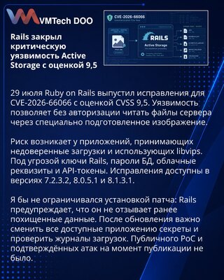 Rails zakrpio kritični Active Storage propust za čitanje serverskih fajlova