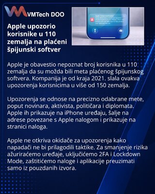 Apple предупредила о наёмном шпионском ПО в 110 странах