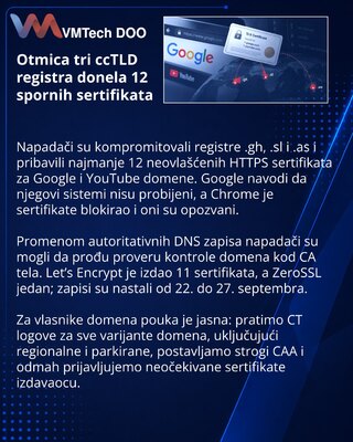 Захват реестров .gh, .sl и .as привёл к выпуску сертификатов Google