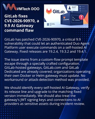 GitLab patches critical self-hosted AI Gateway command execution flaw
