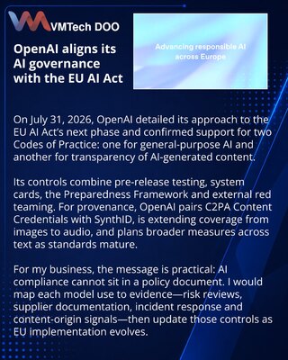 OpenAI podržao dva kodeksa EU i proširio mere za bezbednu primenu AI-ja