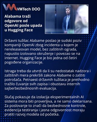 Alabama pokrenula istragu o incidentu OpenAI i Hugging Face