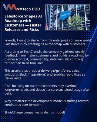 Salesforce kreira AI putokaz zajedno sa klijentima — ubrzanje izdanja i rizici
