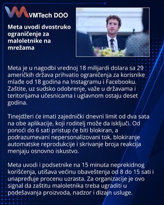 Meta uvodi stroža ograničenja za maloletnike na Instagramu i Facebooku