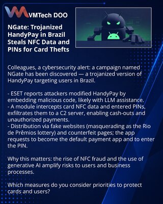 NGate: trojanska verzija HandyPay u Brazilu krade NFC-podatke i PIN za krađe sa kartica