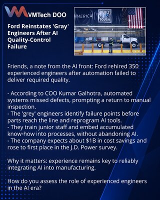 Ford вернул «серых» инженеров после провала AI в контроле качества