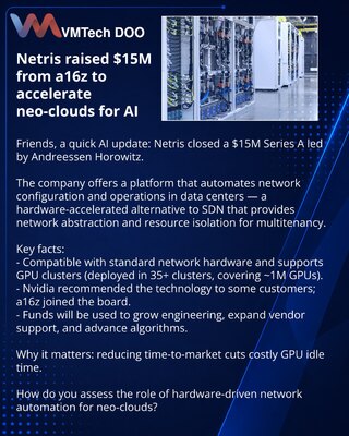 Netris собрал $15 млн от a16z, чтобы ускорить запуск неооблаков для ИИ