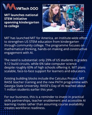 MIT for America širi STEM obrazovanje od vrtića do koledža