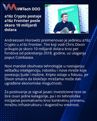 Andreessen Horowitz переименовала a16z Crypto в a16z Frontier