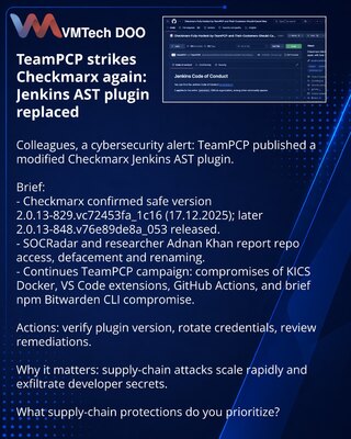 TeamPCP снова атакует Checkmarx: подменён Jenkins AST плагин