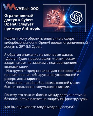 Ograničen pristup Cyber: OpenAI treba da sledi primer Anthropic