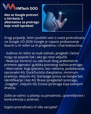 Ako se Google pretvori u čet‑bota: 6 alternativa za pretragu koje vredi isprobati