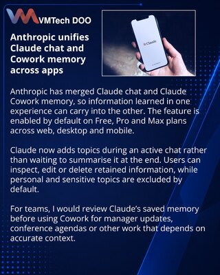Anthropic connects Claude chat memory with Claude Cowork
