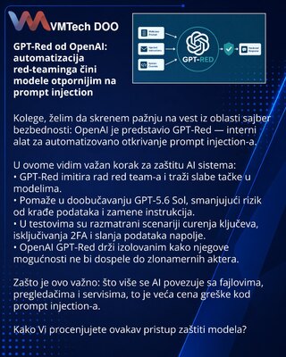 GPT-Red od OpenAI: automatizacija red-teaminga čini modele otpornijim na prompt injection