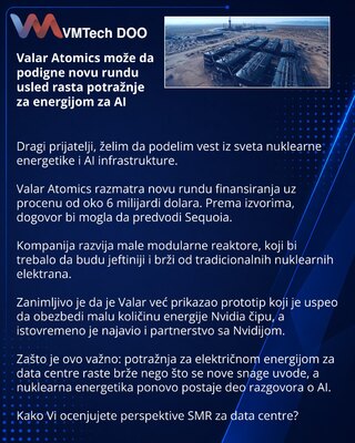 Valar Atomics može da podigne novu rundu usled rasta potražnje za energijom za AI
