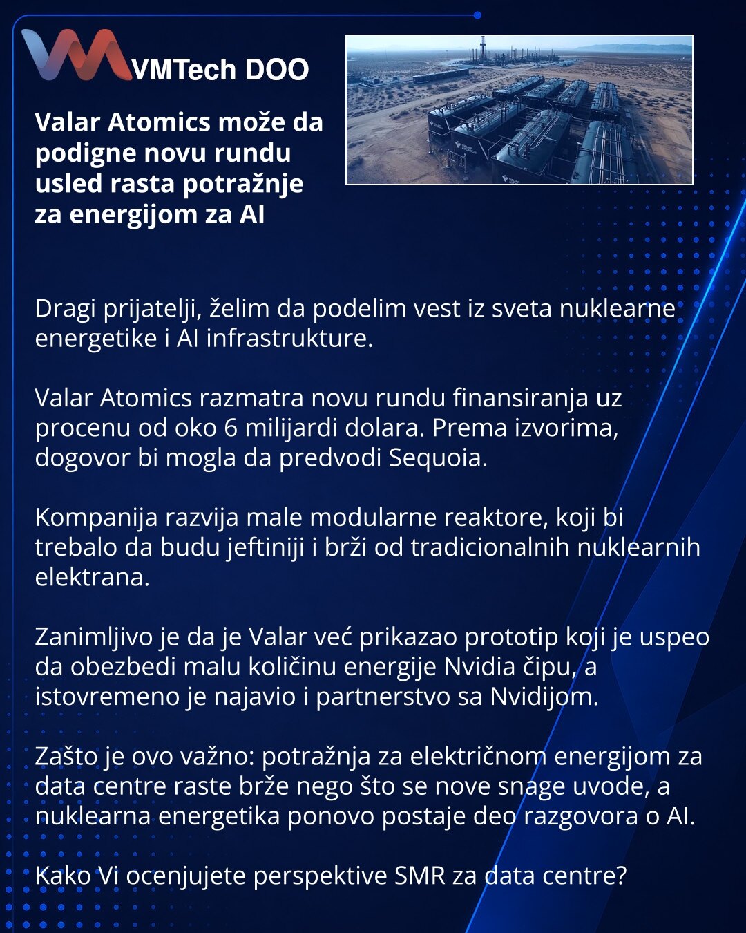 Valar Atomics može da podigne novu rundu usled rasta potražnje za energijom za AI