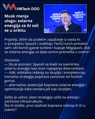 Musk menja ulogu: solarna energija za AI seli se u orbitu