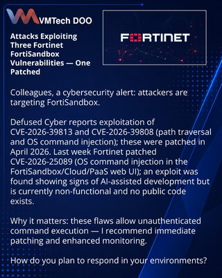 Napadi na tri ranjivosti Fortinet FortiSandbox, jedna otklonjena