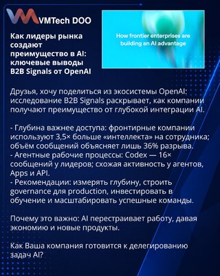 Kako lideri tržišta stvaraju prednost u AI: ključni nalazi B2B Signals od OpenAI