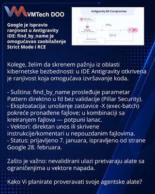 Google je ispravio ranjivost u Antigravity IDE: find_by_name je omogućavao zaobilaženje Strict Mode i RCE