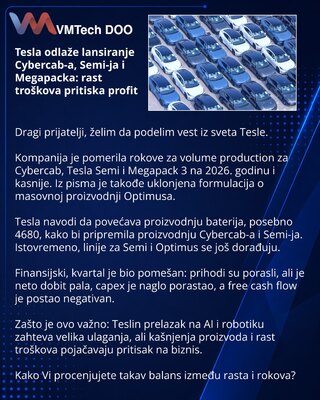 Tesla переносит запуск Cybercab, Semi и Megapack: рост расходов бьёт по прибыли