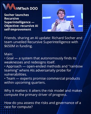 Socher launches Recursive Superintelligence — Objective: recursive AI self-improvement