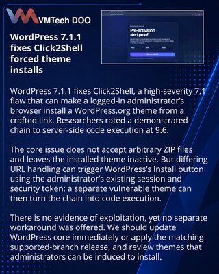 WordPress устранил Click2Shell, позволяющую навязать установку темы