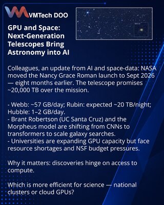 GPU i svemir: teleskopi nove generacije prebacuju astronomiju na veštačku inteligenciju