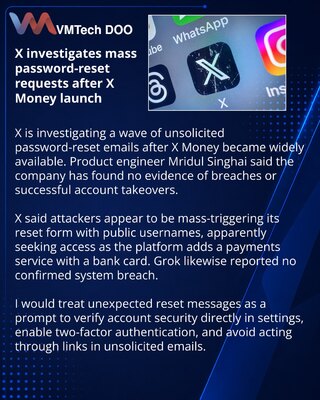 X Probes Password-Reset Wave Following X Money Availability