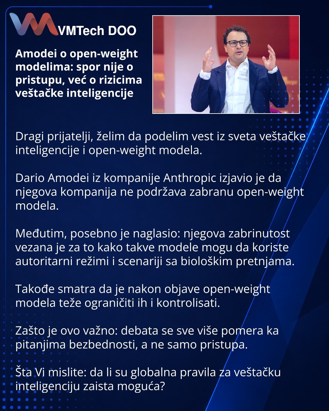 Amodei on Open-Weight Models: The Debate Is About AI Risks, Not Access