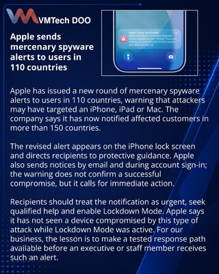 Apple upozorenja na špijunski softver sada stižu kao push poruke