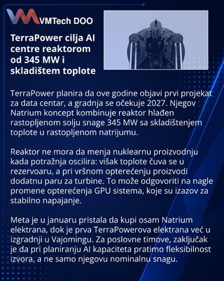 TerraPower računa na skladištenje toplote za AI data centre