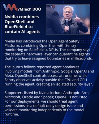 Nvidia uvodi izdvojeni bezbednosni sloj za AI agente
