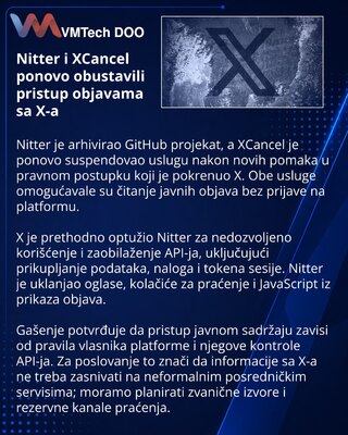 Nitter i XCancel ponovo obustavili pristup sadržaju mreže X