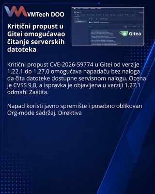 Gitea 1.27.1 zatvara kritični propust za čitanje datoteka