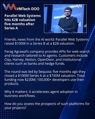 Parallel Web Systems вышла на оценку $2 млрд спустя 5 месяцев