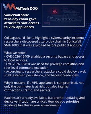 SonicWall SMA: zero-day lanac dao je napadačima root pristup VPN uređajima