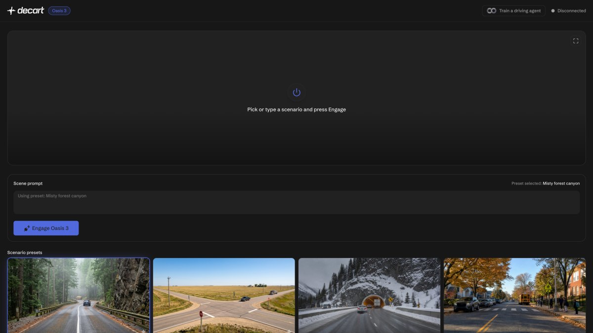 Decart выпустила Oasis 3 — фотореалистичная модель для симуляций вождения