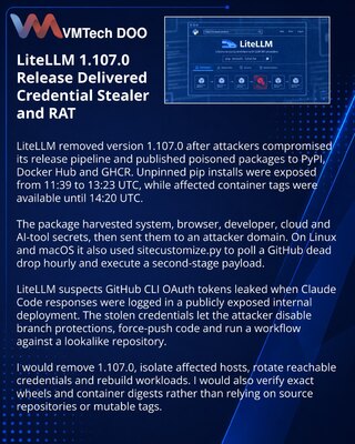 LiteLLM расследует выпуск вредоносного пакета 1.107.0