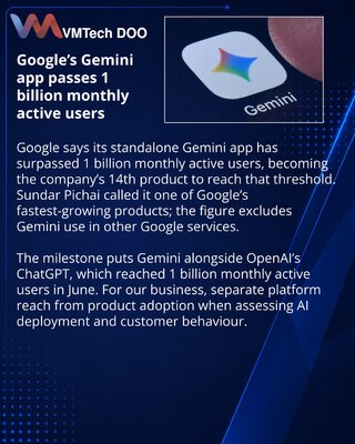 Приложение Gemini превысило 1 млрд активных пользователей в месяц